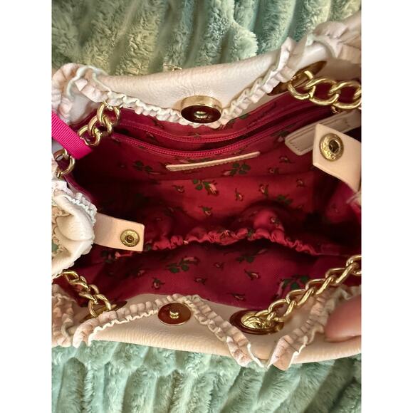 Betsey Johnson Pink Bow Quilted Shoulder Bag with Gold Chain Strap - Picture 9 of 9